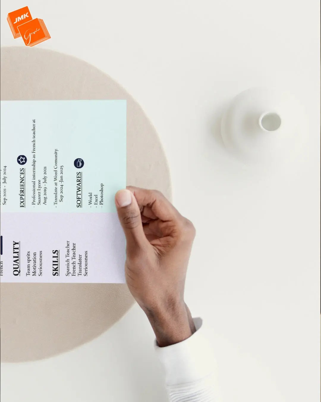 Get a Professional  CV, design online adapte to everyone with JMK GRAPHIC    Proffesional